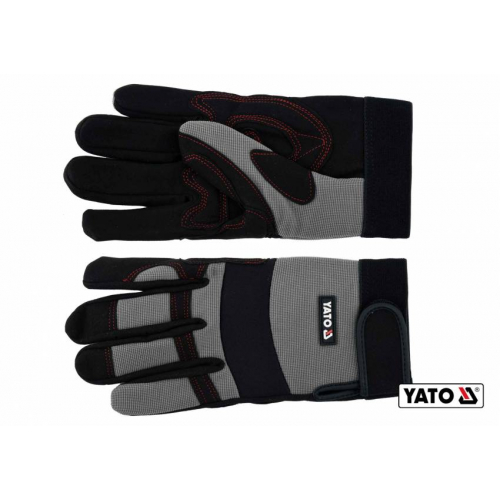 Рукавиці робочі з застібкою-липучкою YATO штучна шкіра + синтетична тканина розмір 8