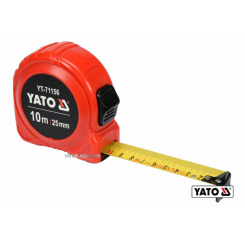 Рулетка YATO : L= 10 м x 25 мм, з сталевою стрічкою, нейлоновим покриттям, подвійним блокуванням
