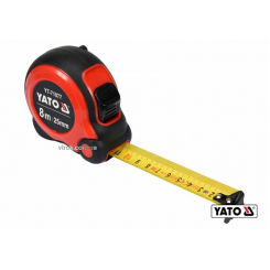 Рулетка YATO : L= 8 м x 25 мм, з сталевою стрічкою, нейлоновим покриттям, подвійним блокуванням