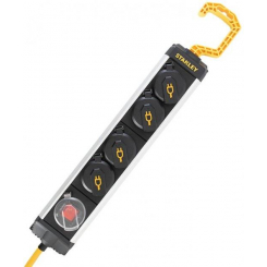 SXECCD0RAJE мережевий фільтр Stanley 5 м, 3x1.5мм2, IP44, 4 розетки з кришками, аліміній
