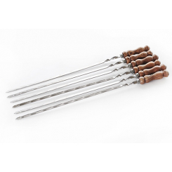 Шампур Premium з дерев'яною ручкою колір-горіх з нержавіючої сталі, 730*12*3мм СИЛА