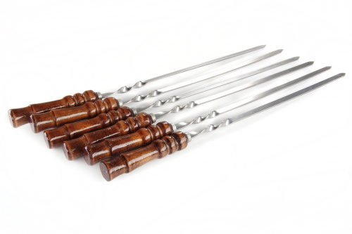 Шампур с деревянной лакированной ручкой из нержавеющей стали 610х12х3мм СИЛА