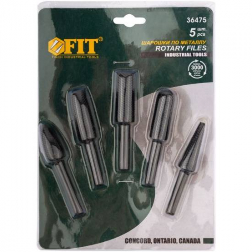 Шарошки – металеві для фігурних отворів, по металі, набір 5шт. FIT