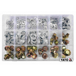 Шайби Ø6-20 мм та заглушки М10-М20, алюмінієві YATO у пластиковій коробці, набір, 534 шт.