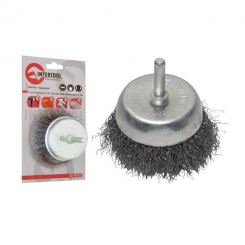Щітка чашкова 75 мм для дриля, 1/4" (кручений дріт) INTERTOOL BT-9075