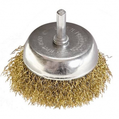 Щітка "чашка" зі шпилькою для дриля 50 мм, латунний кручений дріт, MTX