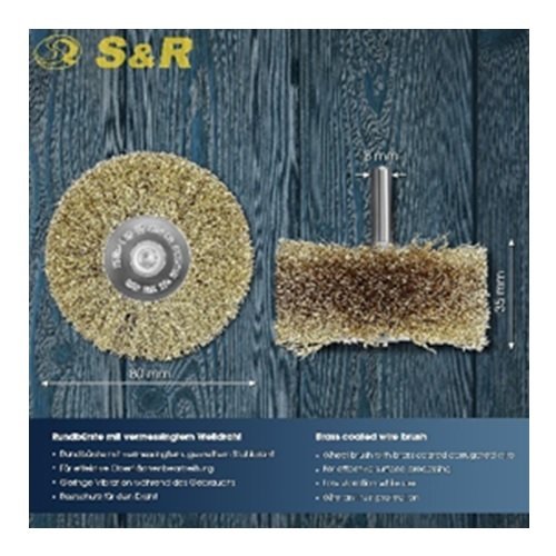 Щітка дискова S&R 80 x 35 мм із латунним покриттям