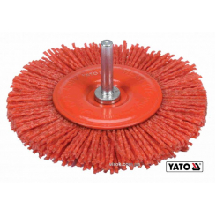 Щітка дискова зачисна з нейлоновим ворсом до дрилі YATO Ø100 мм 4500 об/хв зі шпинделем Ø6 мм