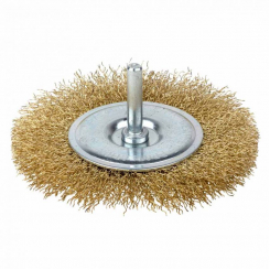Щітка дротяна дископодібна Ø100мм хвостовик Ø6мм (латунированная) GRAD (9032105)