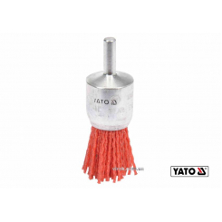 Щітка зачисна з нейлоновим ворсом до дрилі YATO Ø25 мм 4500 об/хв зі шпинделем Ø6 мм