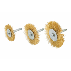 Щітки MASTERTOOL з латуньованого рифленого дроту 3 шт (дискова 50/63/75 мм + стрижень 1/4") 19-9301