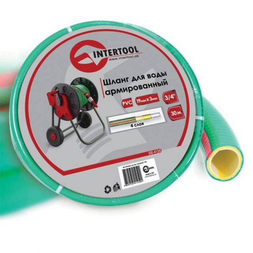 Шланг для води чотиришаровий 3/4", 30 м, армований, PVC INTERTOOL GE-4125