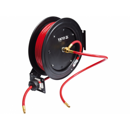Шланг пневматичний ПВХ на котушці YATO з швидкоз'єдн. наконеч-ми 1/4", Ø= 9.5 мм, тиск- 20Bar, l=20м