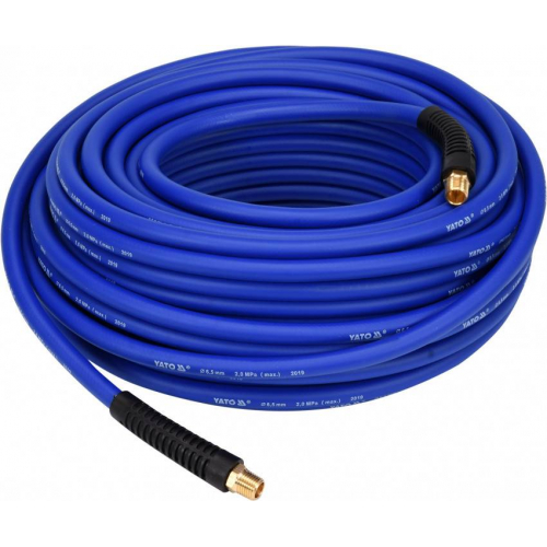 Гібридний пневматичний шланг (ПВХ BNK) YATO: Ø6,5 мм х 30 м, Ø = 1/4 дюйма, тиск ≤ 2 МПа, різьбове з’єднання.