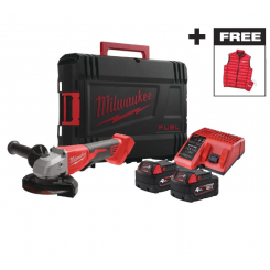 Шліфмашина кутова - болгарка акумуляторна безщіткова MILWAUKEE M18 BLSAG125XPD-402X діаметр 125мм + жилетка