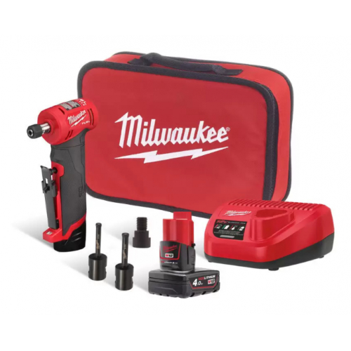 Шліфмашина кутова цангова акумуляторна MILWAUKEE M12 FDGA-422BA, (зарядний пристрій, акумулятори  М12 2 Аг та 4Аг , перехідник,