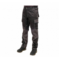 Штани робочі чорні YATO, розмір M; 9 киш 64%- поліестер, 34%- бавовна, 2%-еластан, відсвічув вставки