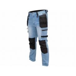 Штани робочі джинс стрейч YATO розмір S/ 74-82 см, ріст- 164-172 см, голубі, 17 кишень, 71% бав, 25