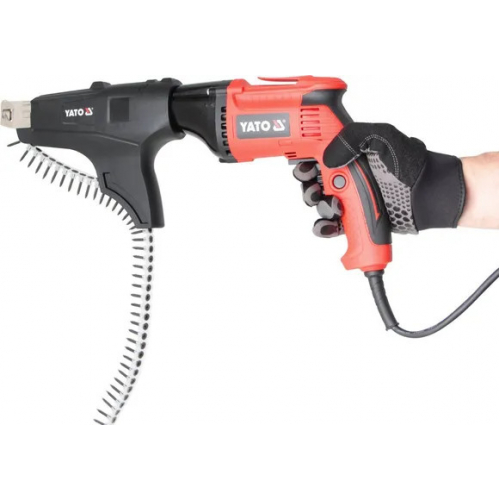 Шуруповерт для шурупів до г/к мережних плит YATO: 550 Вт, з обоймою для шурупів: Ø= 3,5 мм, l= 22-55 мм