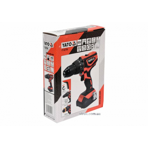 Шуруповерт-дриль ударний акумуляторний YATO Li-Ion 18 В 2 Агод 40 Нм
