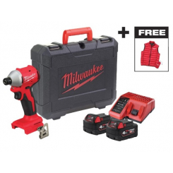 Шуруповерт ударний акумуляторний безщітковий MILWAUKEE M18 BLIDRCMC-402C (190Нм)  (+ заряд.пристрій, 2 акум., HD кейс) + жилетка