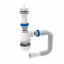 Сифон для кухонної мийки з нержавіючим випуском 1½" і гнучким відведенням Ø40/50мм TAU (9842730)