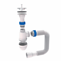 Сифон для раковини з випуском з нерж. сталі та гнучким відведенням 1½"×Ø40/50мм TAU (9841752)