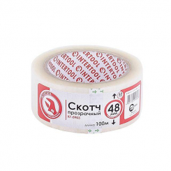 Скотч прозорий 48 мм * 100 м * 44 мкм INTERTOOL KT-0903
