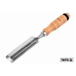 Стаміска напівкругла YATO: b=38 мм, клинок-125 мм, дерев'яна ручка-112 мм
