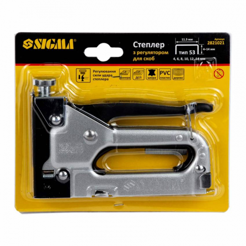 Степлер із регулятором для скоб 4-14мм хром Sigma (2821021)