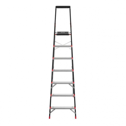Драбина 7 сходинок, лоток для інвентарю, сталевий профіль, висота верхньої сходинки 1500 мм, 504*1283*2003 мм, 150 кг INTERTOOL LT-0057