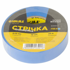 Стрічка ізоляційна ПВХ синя 0.13мм×19мм×25м SIGMA (8413421)