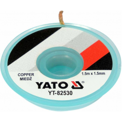 Стрічка плетена з міді для очищення від припою YATO, l= 1,5 м, W= 1,5 мм в котушці в корпусі