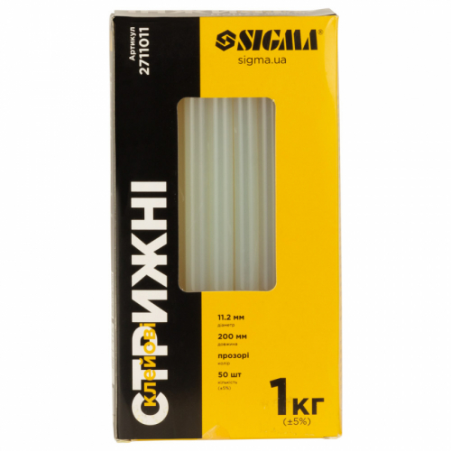 Стрижні клейові Ø11,2*200мм 50шт 1кг (прозорі) Sigma (2711011)