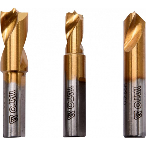 Свердла для точкового зварювання HSS YATO діаметрами 6.5, 8, 10 мм, набір, 3 шт. у футлярі