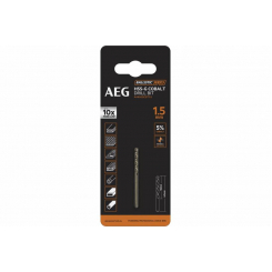 Свердло AAKHSSCBT1-5 AEG, HSS-Co, Ø1.5х18х40мм, 1шт.