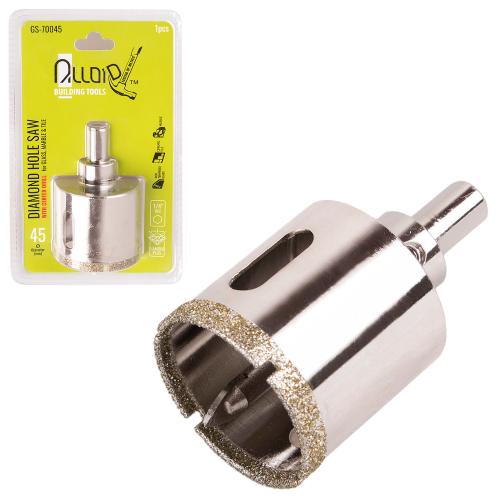 Свердло корончате алмазне по склу та керамміці 45мм з центрувальним свердлом Alloid