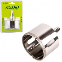 Свердло корончате алмазне по склу та керамміці 70мм з центрувальним свердлом Alloid