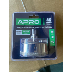Свердло корончате трубчате с алмазним напиленням для скла і кахлю 80 мм  (APRO)