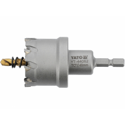 Свердло коронка по металу TCT YATO: Ø40 x103 мм, товщ. до 25мм, з напрямним, 6-гран. хвост 1/4" [10]