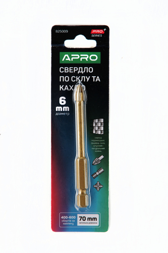 Свердло по склу і кахлю 4 грані HEX 6мм PRO APRO