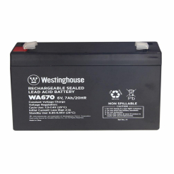 Свинцево-кислотна акумуляторна батарея Westinghouse 6V, 7Ah, terminal F2, 1шт 94*34*151 мм