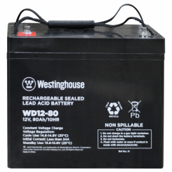 Свинцево-кислотна акумуляторна батарея Westinghouse Deep Cycle, 12V, 80Ah, terminal T14, 1шт 260*168*211