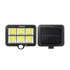 Світильник акумуляторний настінний 6COB, виносна сонячна панель, датчик руху INTERTOOL LB-0116