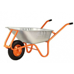 Тачка F1 90л оцинк корито Standart 0,6мм рама оранж, пневмо колесo BLUETOOLS