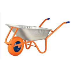 Тачка F1 90л оцинк корито Standart 0,6мм рама оранж, поліуретанове колесо BLUETOOLS