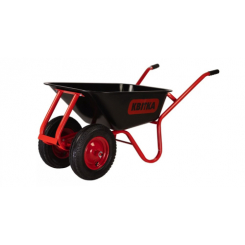 Тачка двоколісна F1 100л фарб чорне корито Industrial 1,0мм, рама червона, пневмо колесо КВІТКА PRO