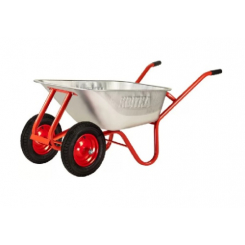 Тачка двоколісна F1 100л оцинк корито Expert 0,8мм рама червона, пневмо колесо КВІТКА PRO