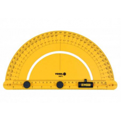 Транспортир VOREL зі шкалою 0-180? і рухомим рівнем l=250 мм, з блокувальними гвинтами