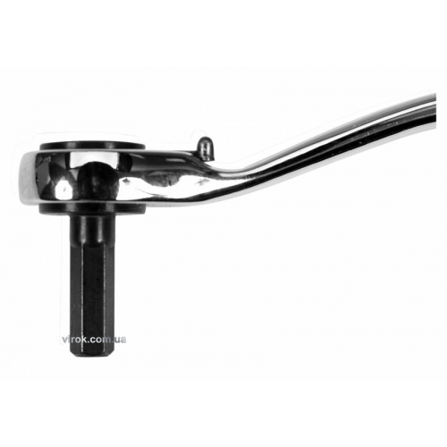 Тріщатка з шестигранником, вигнута YATO: HEX10, HRC 42-48, 72T, Cr-V, з прогумованою ручкою